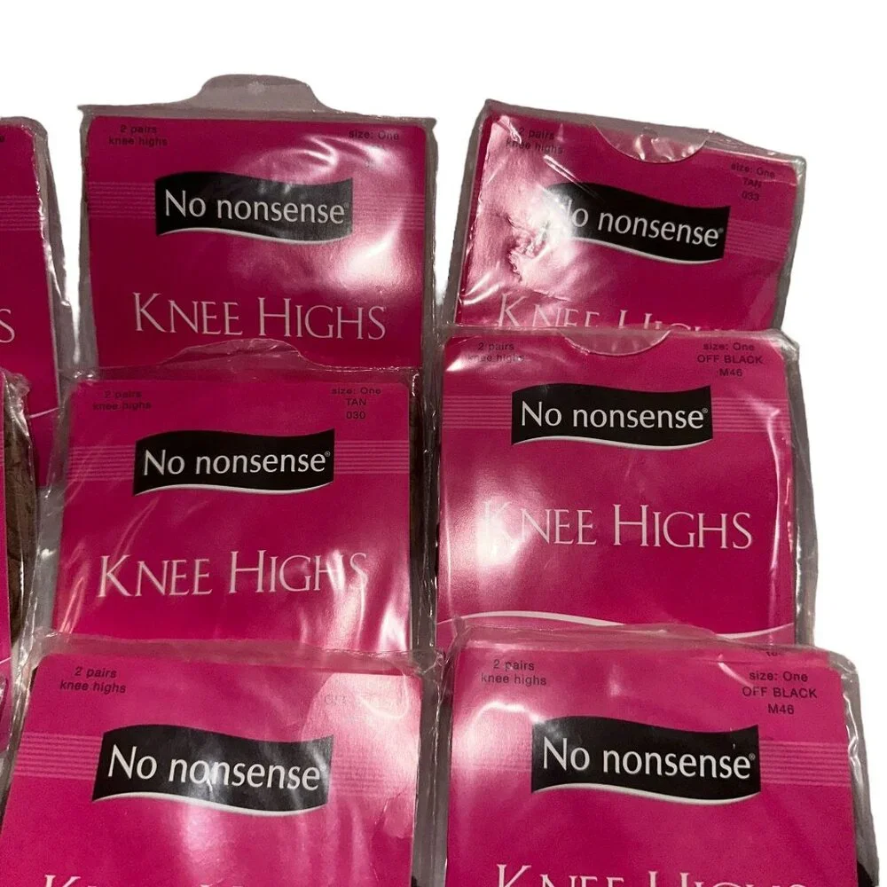 Lot 13 Vintage No Nonsense Knee Highs Womens Size One Tan Off Black Sealed